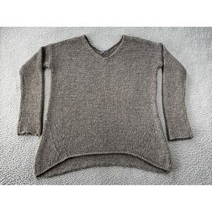 Vince Sweater Womens Small Wool Linen Blend Brown  V Neck‎ Minimalist